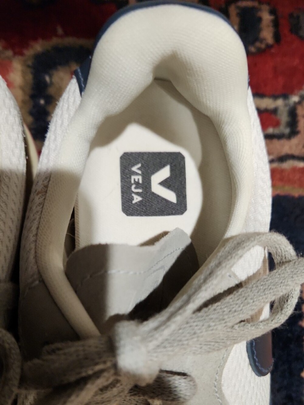 Veja White Sneakers with Gray Laces and Navy Logo - Picture 2 of 8